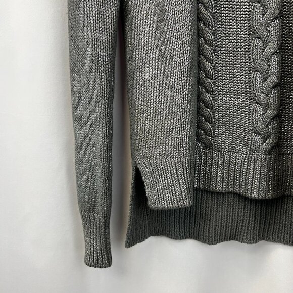 Ella Moss Womens Gray Glitter Cable Knitted Long Sleeve Pullover Sweater Size S - Picture 7 of 11